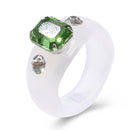 New Cute Transparent Resin Acrylic Handmade Beaded Rhinestone Colourful Geometric Square Round Rings for Women Y2k Jewelry Party