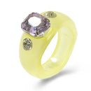 New Cute Transparent Resin Acrylic Handmade Beaded Rhinestone Colourful Geometric Square Round Rings for Women Y2k Jewelry Party