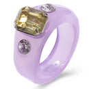 New Cute Transparent Resin Acrylic Handmade Beaded Rhinestone Colourful Geometric Square Round Rings for Women Y2k Jewelry Party