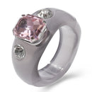 New Cute Transparent Resin Acrylic Handmade Beaded Rhinestone Colourful Geometric Square Round Rings for Women Y2k Jewelry Party