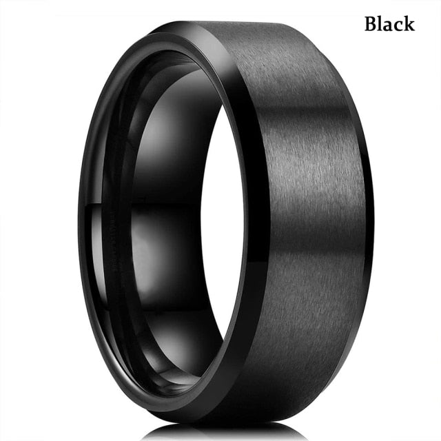 Fashion 8MM Men's Blue Groove Beveled Edge Tungsten Carbide Ring Black Celtic Dragon Blue carbon fibre Ring Men Wedding Band