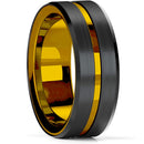 Fashion 8MM Men's Blue Groove Beveled Edge Tungsten Carbide Ring Black Celtic Dragon Blue carbon fibre Ring Men Wedding Band