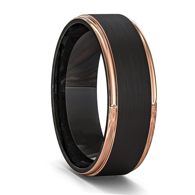Fashion 8MM Men's Blue Groove Beveled Edge Tungsten Carbide Ring Black Celtic Dragon Blue carbon fibre Ring Men Wedding Band