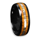 Fashion 8MM Men's Blue Groove Beveled Edge Tungsten Carbide Ring Black Celtic Dragon Blue carbon fibre Ring Men Wedding Band