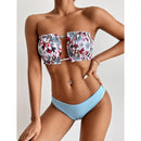 Miturn 2021 New FLoral Printed Low Waist Two Pieces Bikini Set Swimsuit Female Women Beachwear Swimwear Bather Bathing Suit