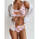 Miturn 2021 New FLoral Printed Low Waist Two Pieces Bikini Set Swimsuit Female Women Beachwear Swimwear Bather Bathing Suit