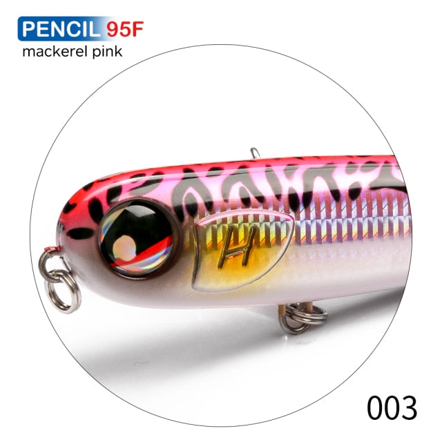 Hunthouse floating popper pencil lure fishing wobbler WTD 95mm/18g Saltwater topwater surface Pesca Stick Bass Plastic Walker