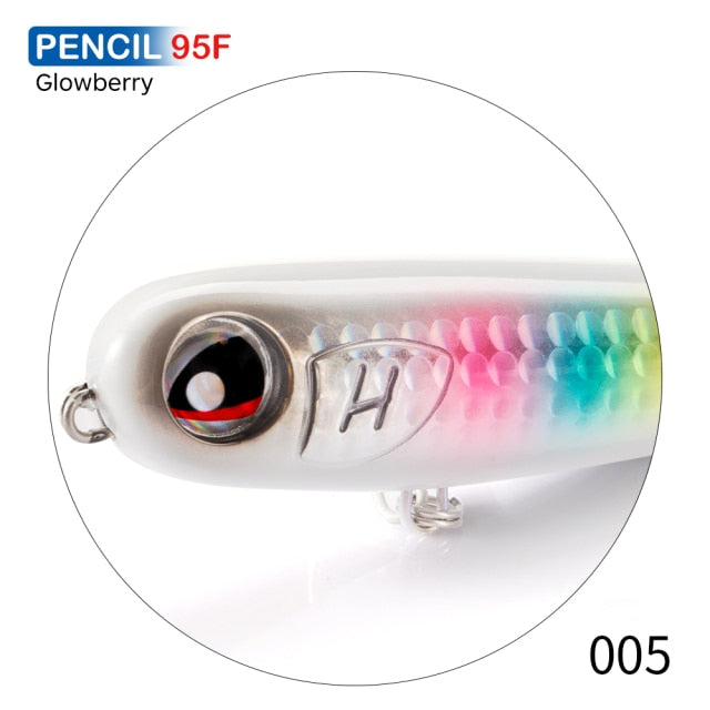 Hunthouse floating popper pencil lure fishing wobbler WTD 95mm/18g Saltwater topwater surface Pesca Stick Bass Plastic Walker