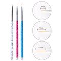 3pcs/Set Nail Art Line Painting Pen Slim 3D Tips Acrylic UV Gel Brushes Drawing Colorful Line Grid Design Nail Manicure Tools