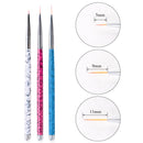 3pcs/Set Nail Art Line Painting Pen Slim 3D Tips Acrylic UV Gel Brushes Drawing Colorful Line Grid Design Nail Manicure Tools