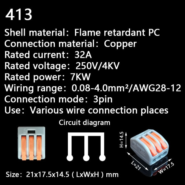 Mini Fast Wire Cable Connectors Universal Compact Conductor Spring Splicing Wiring Connector Push-in Terminal Block SPL-2/3 212