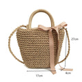 Round Straw Beach Bag Vintage Handmade Woven Shoulder Bag Raffia circle Rattan bags Bohemian Summer Vacation Casual Bags