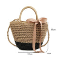 Round Straw Beach Bag Vintage Handmade Woven Shoulder Bag Raffia circle Rattan bags Bohemian Summer Vacation Casual Bags