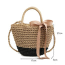 Round Straw Beach Bag Vintage Handmade Woven Shoulder Bag Raffia circle Rattan bags Bohemian Summer Vacation Casual Bags