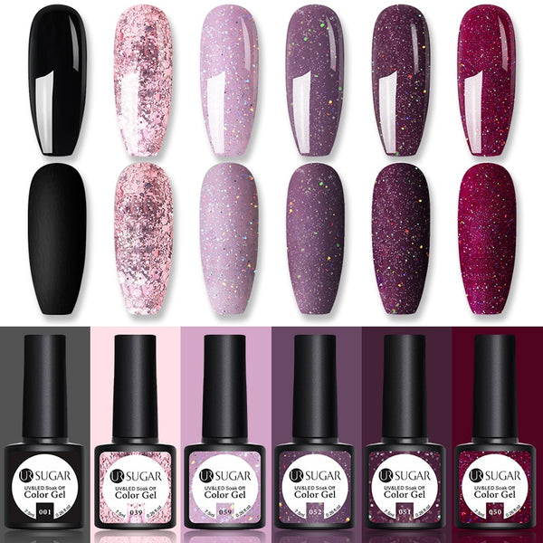 UR SUGAR Glitter Gel Nail Polish 7.5ml Gel All For Manicure UV Semi Permanent Gel Varnish Soak Off Nail Art Need Base Top Gel