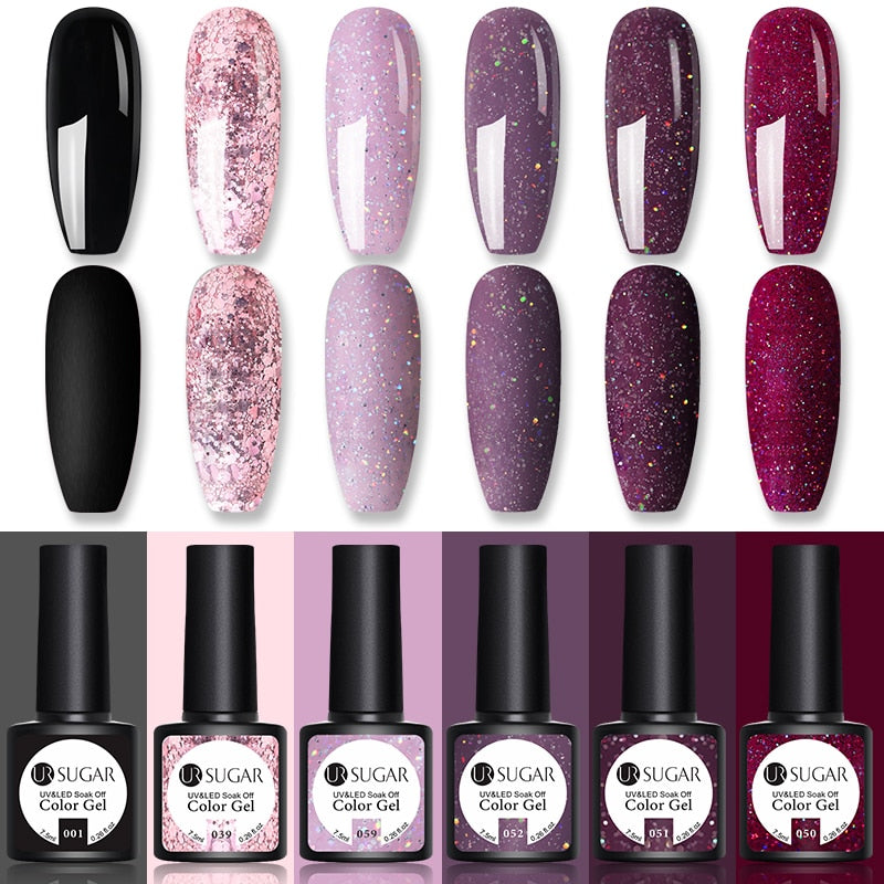 UR SUGAR Glitter Gel Nail Polish 7.5ml Gel All For Manicure UV Semi Permanent Gel Varnish Soak Off Nail Art Need Base Top Gel