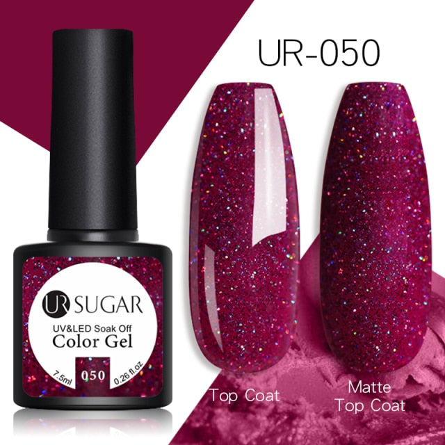 UR SUGAR Glitter Gel Nail Polish 7.5ml Gel All For Manicure UV Semi Permanent Gel Varnish Soak Off Nail Art Need Base Top Gel