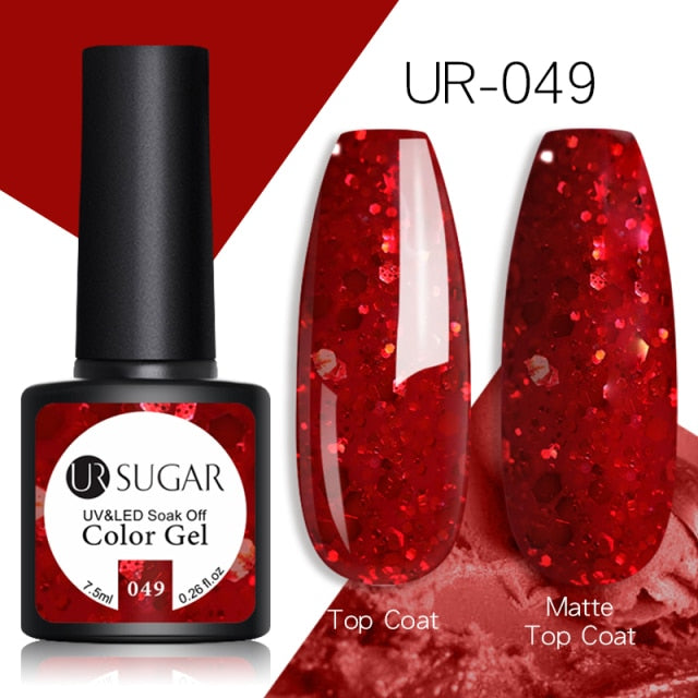 UR SUGAR Glitter Gel Nail Polish 7.5ml Gel All For Manicure UV Semi Permanent Gel Varnish Soak Off Nail Art Need Base Top Gel