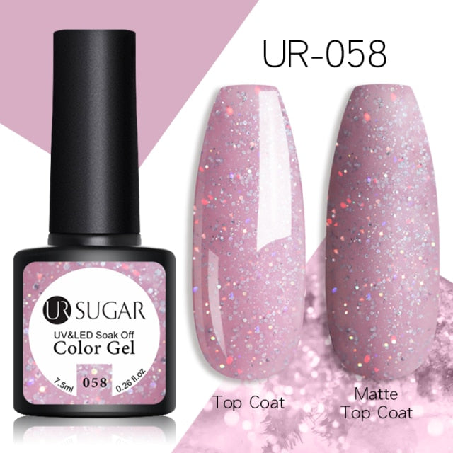 UR SUGAR Glitter Gel Nail Polish 7.5ml Gel All For Manicure UV Semi Permanent Gel Varnish Soak Off Nail Art Need Base Top Gel