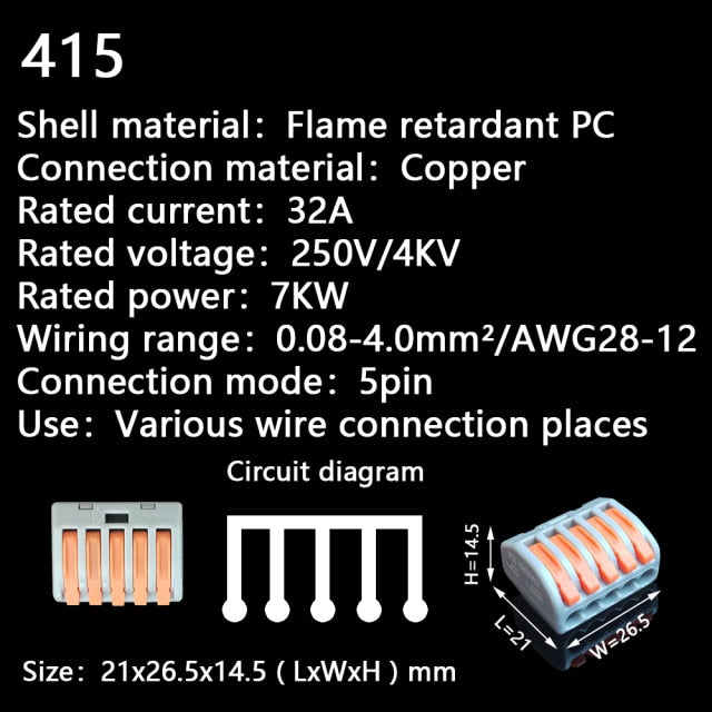 5/10pcs Mini Fast Wire Cable Connectors Universal Compact Conductor Spring Wiring Connector Push-in Terminal Block 4123458