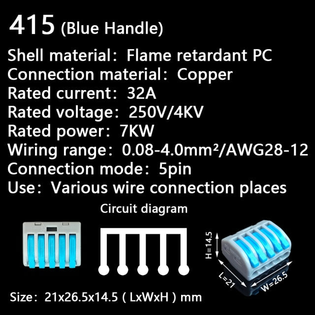 5/10pcs Mini Fast Wire Cable Connectors Universal Compact Conductor Spring Wiring Connector Push-in Terminal Block 4123458