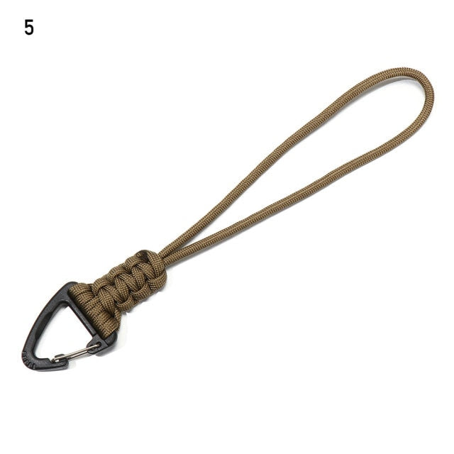 1PC 19 Styles Paracord Keychain Military Braided Nylon Lanyard With Metal Triangle Buckle High Strength Parachute Cord Carabiner