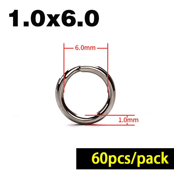 50/60/100Pcs Fishing Rings Stainless Steel Split Rings High Quality Strengthen Solid Ring Lure Connecting Fishing Accessories