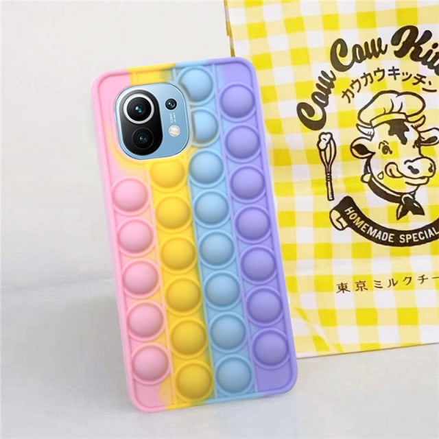 Redmi Note 9 Pro 9S 7 8 Pro Push Pop Bubble Fidget Toy Case Soft Cover for Redmi 9 9T 9C 9A Mi Poco X3 M3 Sensory Stress Reliver