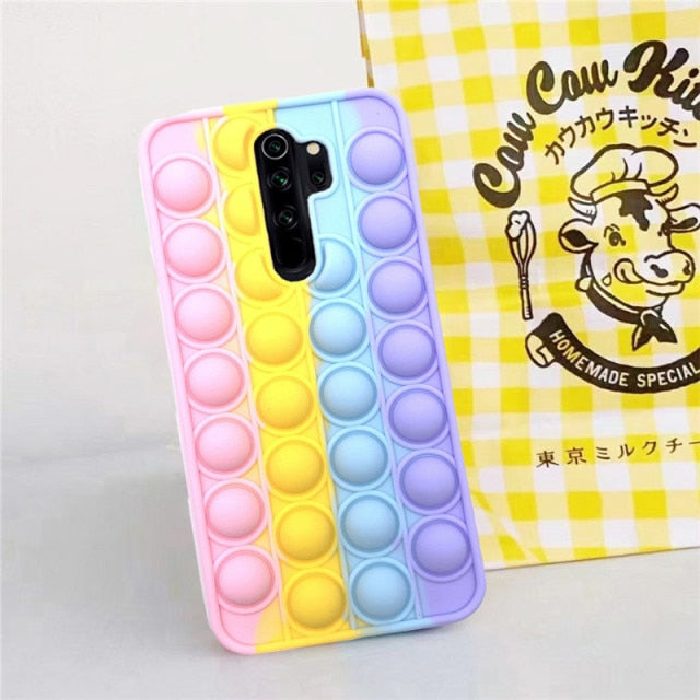 Redmi Note 9 Pro 9S 7 8 Pro Push Pop Bubble Fidget Toy Case Soft Cover for Redmi 9 9T 9C 9A Mi Poco X3 M3 Sensory Stress Reliver