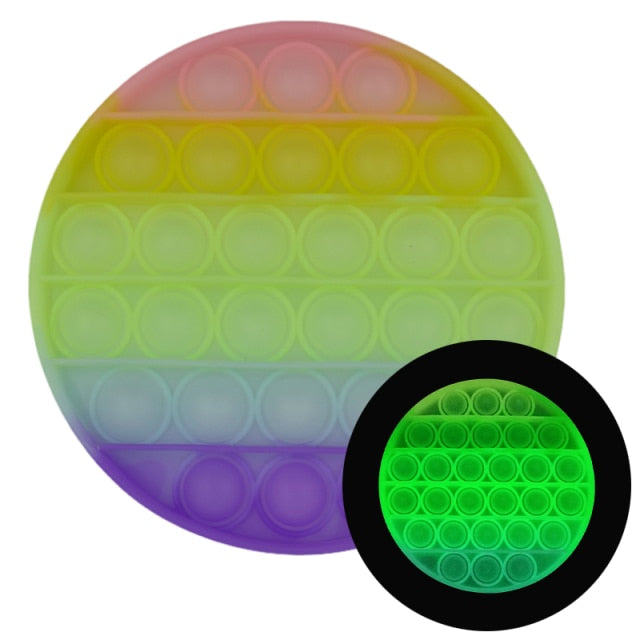 Glow in the Dark Fidget Toys Reliver Stress Toy Rainbow Push Bubble Antistress Children Toy Fluorescence Luminous Free Shipping