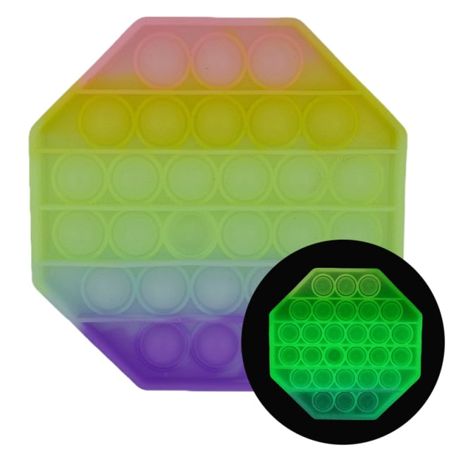 Glow in the Dark Fidget Toys Reliver Stress Toy Rainbow Push Bubble Antistress Children Toy Fluorescence Luminous Free Shipping