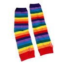 Elbow Length Fingerless Gloves Arm Sleeve Warmer Rainbow Colored Striped Knitted Sunscreen Halloween Costume Fingerless Mittens
