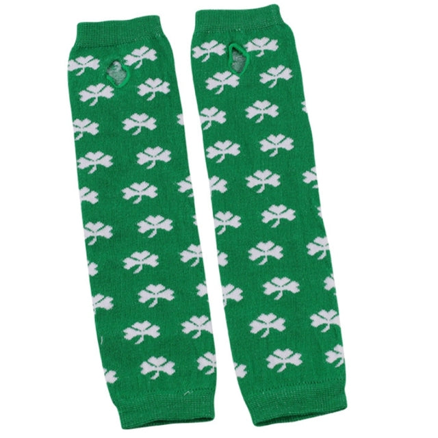 Elbow Length Fingerless Gloves Arm Sleeve Warmer Rainbow Colored Striped Knitted Sunscreen Halloween Costume Fingerless Mittens