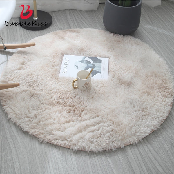 Bubble Kiss Fluffy Round Rug Carpets for Living Room Home Decor Bedroom Kid Room Floor Mat Decoration Salon Thicker Pile Rug