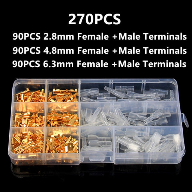 315Pcs Insulated Male Female Wire Connector  2.8/4.8/6.3mm Electrical Wire Crimp Terminals Spade Connectors Assorted Kit