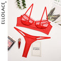 Ellolace Ruffle Lace Lingerie Sexy Women's Underwear Transparent Short Skin Care Kits Sexy Lace Bra Brief Sets Erotic Intimate