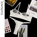 Ellolace Ruffle Lace Lingerie Sexy Women's Underwear Transparent Short Skin Care Kits Sexy Lace Bra Brief Sets Erotic Intimate