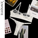 Ellolace Ruffle Lace Lingerie Sexy Women's Underwear Transparent Short Skin Care Kits Sexy Lace Bra Brief Sets Erotic Intimate