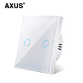 AXUS EU Touch Switch Power Led Panel Wall Light Switches Tempered Black White Crystal Glass 1/2/3 Gang Interruttore AC100-240V