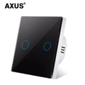 AXUS EU Touch Switch Power Led Panel Wall Light Switches Tempered Black White Crystal Glass 1/2/3 Gang Interruttore AC100-240V