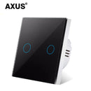 AXUS EU Touch Switch Power Led Panel Wall Light Switches Tempered Black White Crystal Glass 1/2/3 Gang Interruttore AC100-240V