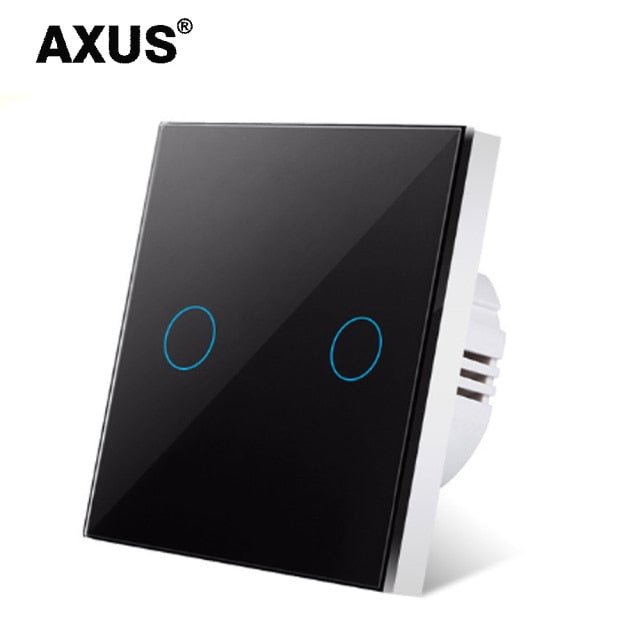 AXUS EU Touch Switch Power Led Panel Wall Light Switches Tempered Black White Crystal Glass 1/2/3 Gang Interruttore AC100-240V