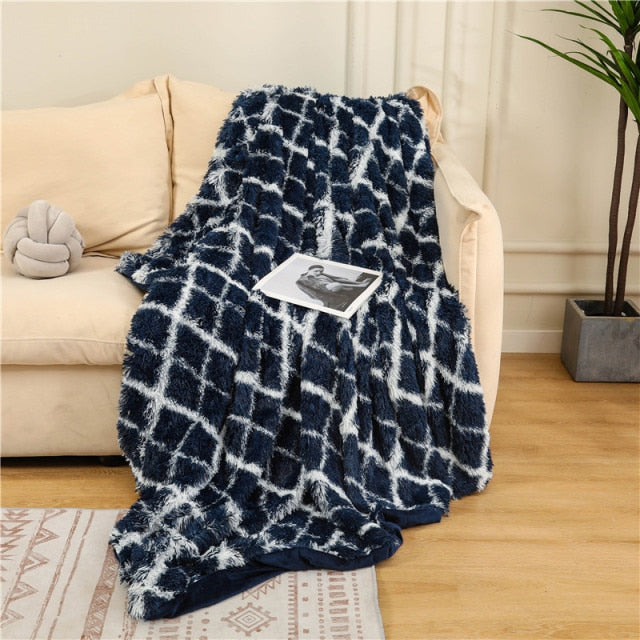 Fluffy Long Plush Throw Blanket Super Soft Double-sided Bedspread Blanket Shaggy Shawl Blanket for Adults Children