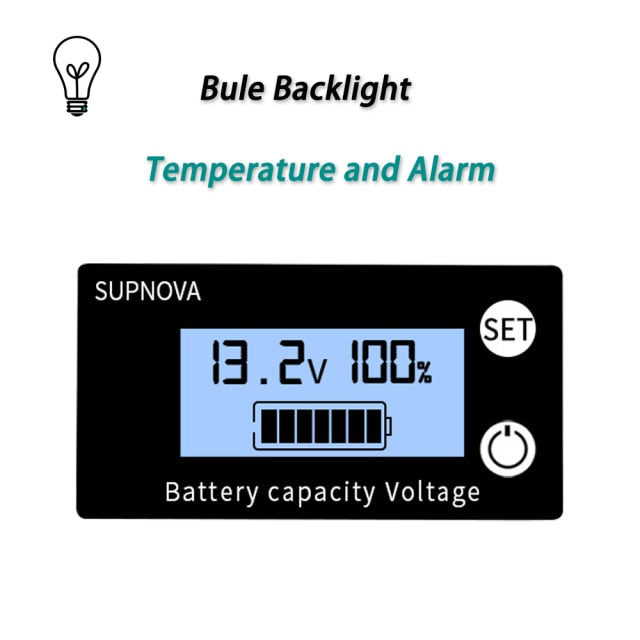 Battery Capacity Indicator DC 8V-100V Lead Acid Lithium LiFePO4 Car Motorcycle Voltmeter Voltage Gauge 12V 24V 48V 72V