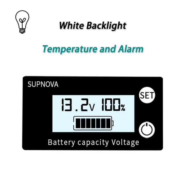 Battery Capacity Indicator DC 8V-100V Lead Acid Lithium LiFePO4 Car Motorcycle Voltmeter Voltage Gauge 12V 24V 48V 72V