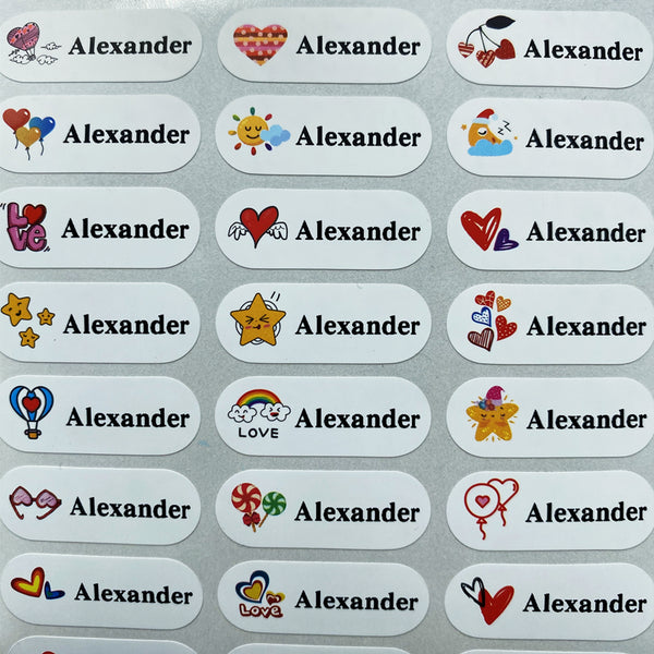 90Pcs Name Sticker Customize Stickers Waterproof Personalized Labels Children School Stationery variety patterns animal boy tag