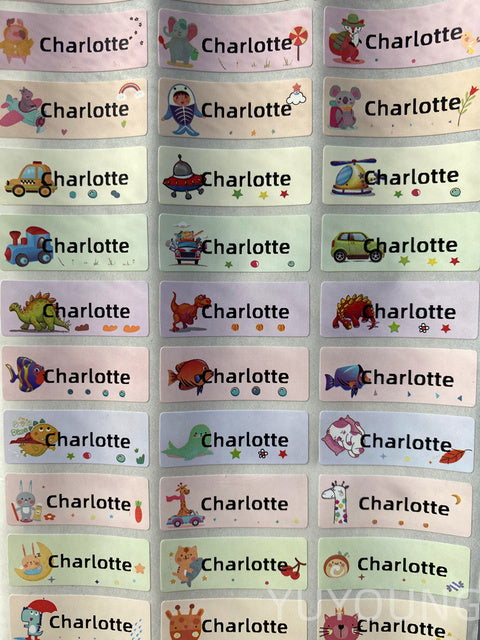 90Pcs Name Sticker Customize Stickers Waterproof Personalized Labels Children School Stationery variety patterns animal boy tag