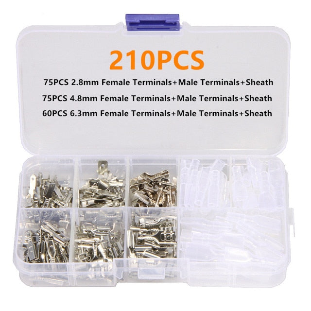 270PCS Insulated Male Female Wire Connector 2.8/4.8/6.3mm Electrical Wire Crimp Terminals Spade Connectors Assorted Kit
