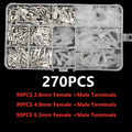 270PCS Insulated Male Female Wire Connector 2.8/4.8/6.3mm Electrical Wire Crimp Terminals Spade Connectors Assorted Kit