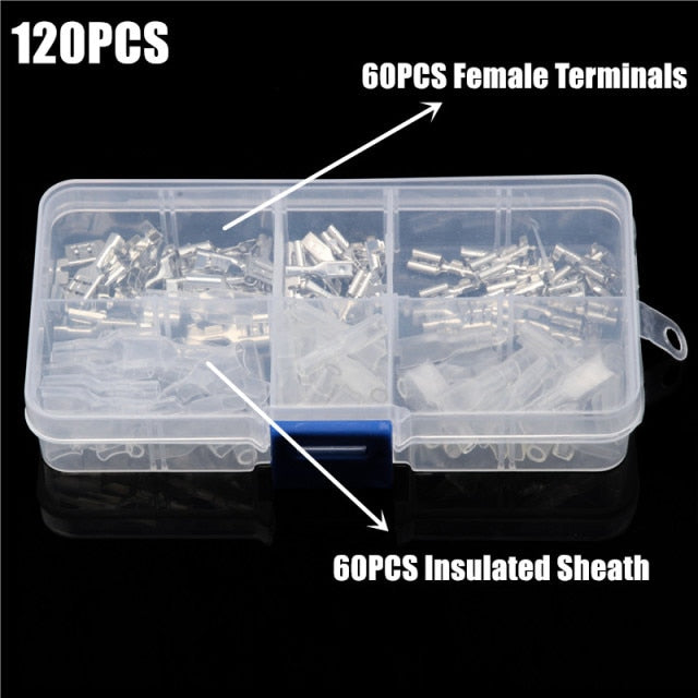 270PCS Insulated Male Female Wire Connector 2.8/4.8/6.3mm Electrical Wire Crimp Terminals Spade Connectors Assorted Kit